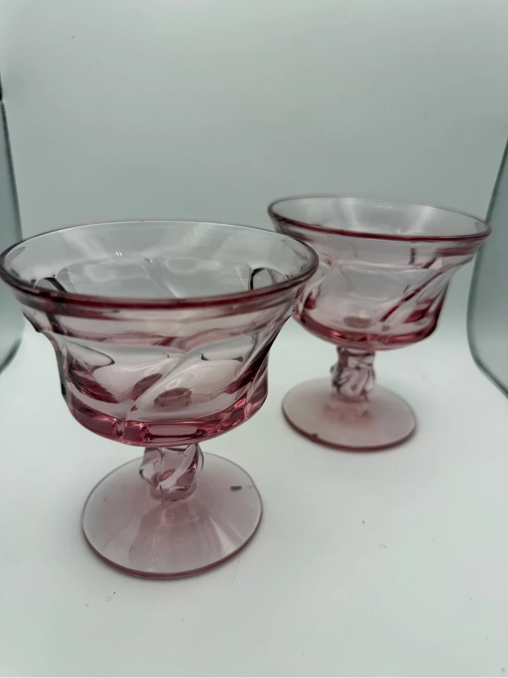 Vintage Fostoria Pink Glass Dessert Compotes - Set of 2